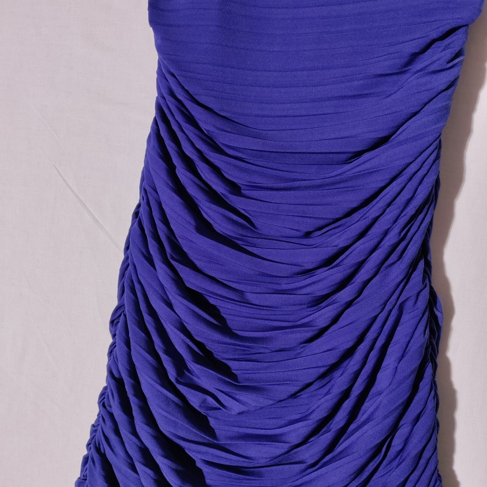 NICOLE MILLER Blue COCKTAIL FORMAL GOWN RUCHED FITTED DRESS SIZE 8 - Picture 4 of 16